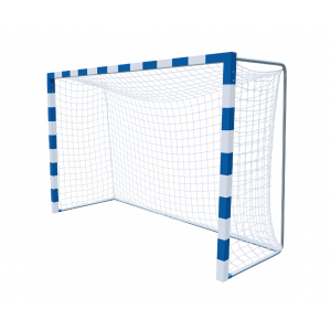 Bramka do piłki ręcznej 3x2m przedłużana / tulejowa [profil stal kwadrat 80x80], głębokość 0,8/1,0m, lakier. pasy biało-niebieskie