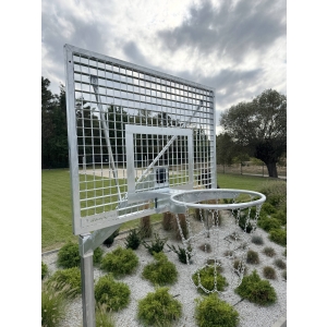 Kosz do koszykówki, wysięgnik 120cm, tablica 120x90cm kratownica, obręcz ocynkowana z siatką łańcuchową