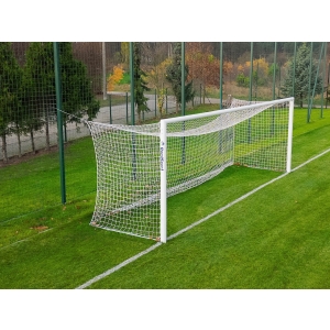 Bramka do piłki nożnej 7,32x2,44m przedłużana / tulejowa bez masztów [profil AL owalny 120x100], głębokość 2/2m, lakier. biała
