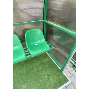 Wiata stadionowa 14 osobowa [ocynk + lakier] z podestem z trawą