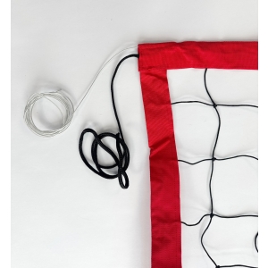 Rekreacyjna siatka do siatkówki obszyta taśmą PP w kolorze czerwonym L=8500