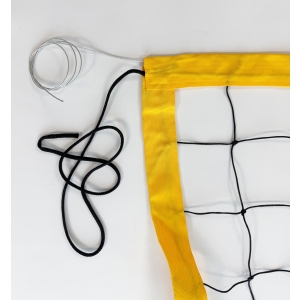 Rekreacyjna siatka do siatkówki obszyta taśmą PP w kolorze żółtym L=8500