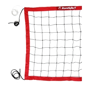 Rekreacyjna siatka do siatkówki obszyta taśmą PP w kolorze czerwonym L=8500