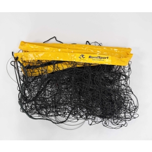 Siatka BASIC do siatkówki, górna krawędź obszyta taśmą PCV w kolorze żółtym L=8500