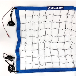 Profesjonalna siatka do siatkówki obszyta taśmą PP w kolorze niebieskim L=8500, linka kewlarowa