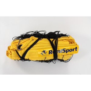 Profesjonalna siatka do siatkówki obszyta taśmą PP w kolorze żółtym L=8500, linka kewlarowa