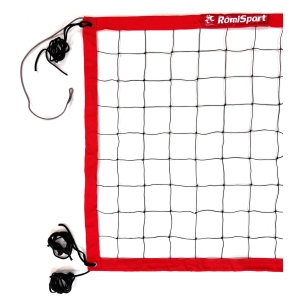 Profesjonalna siatka do siatkówki obszyta taśmą PP w kolorze czerwonym L=9500, linka kewlarowa