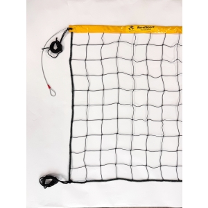 Siatka BASIC do siatkówki, górna krawędź obszyta taśmą PCV w kolorze żółtym L=8500