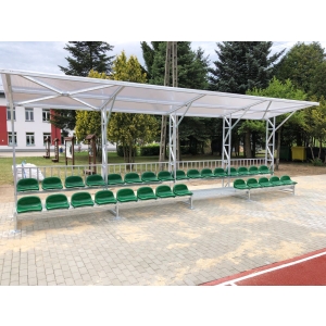 Trybuna modułowa dwurzędowa, zadaszona