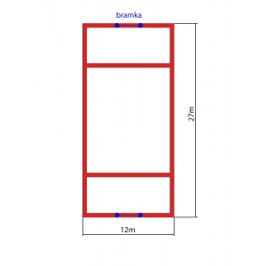 Linie pola boiska do piłki ręcznej plażowej (12x27m) czerwone z liniami pola bramkowego -szpilki