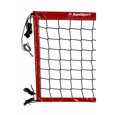 Siatka PRO do siatkówki 9,5x1m, kolor obszycia: czerwony