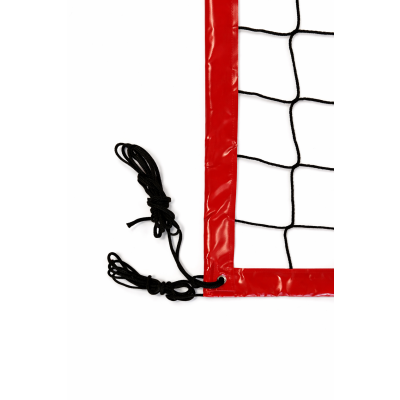 Profesjonalna siatka do siatkówki obszyta taśmą PCV w kolorze czerwonym L=9500, linka kewlarowa RomiSport