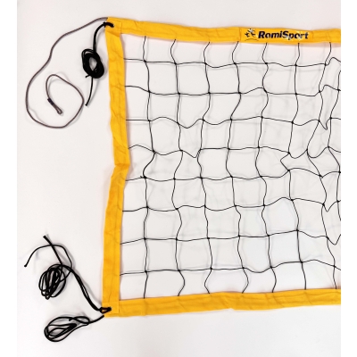 Siatka PRO do siatkówki 9,5x1m, kolor obszycia: żółty