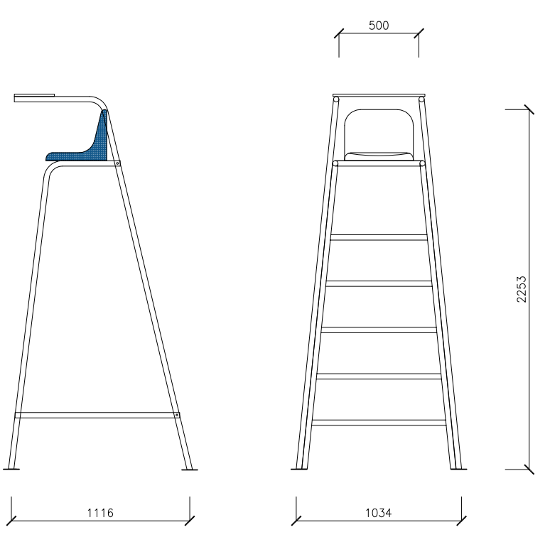 Stanowisko sędziowskie składane do tenisa - rzut