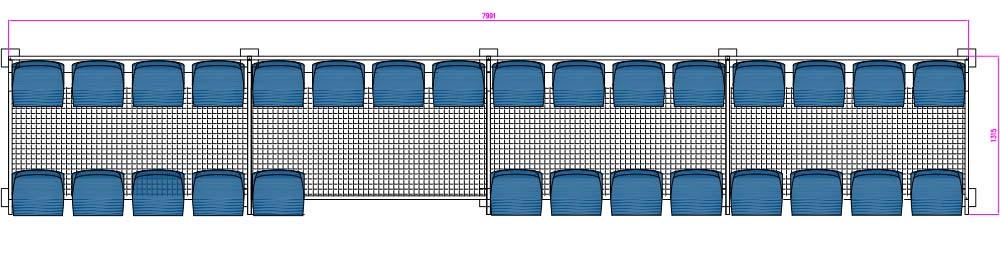 Trybuna modułowa dwurzędowa 29 miejs - rzut